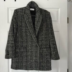 MANGO Long Sleeve, Oversized Tweed/Wool Menswear Blazer - Size Medium